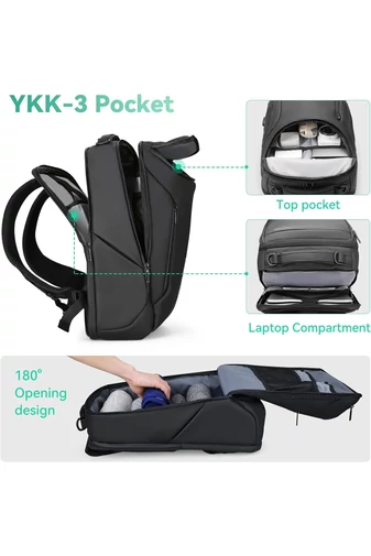 Rucsac Multifuncțional Mark Ryden Negru Pentru Laptop de 17.3 '' Material PU + Oxford, Port USB 45*33*20cm