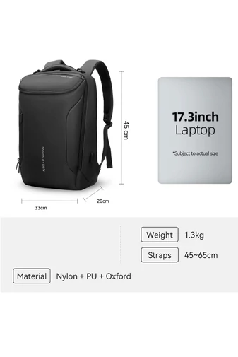 Rucsac Multifuncțional Mark Ryden Negru Pentru Laptop de 17.3 '' Material PU + Oxford, Port USB 45*33*20cm