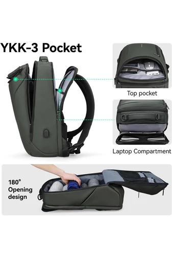 Rucsac Multifuncțional Mark Ryden Pentru Masliniu Laptop de 17.3 '' Material PU + Oxford, Port USB 45*33*20cm