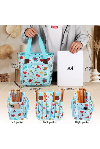 Geantă Pentru Accesori Croșetat Și Tricotat Albastru Bonluo Din Material Oxford 600D Portabilă Multiple Compartimente