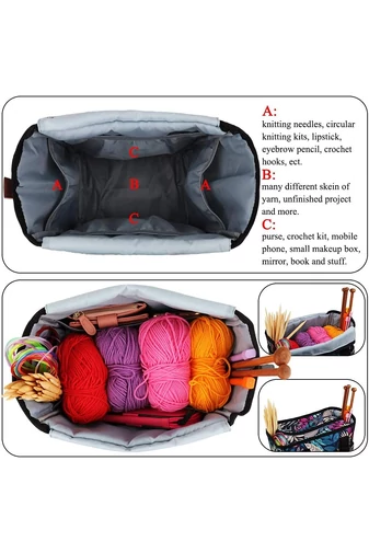Geantă Pentru Accesori Croșetat Și Tricotat Albastru Frunze Bonluo Din Material Oxford Multiple CompartimenteGeantă Pentru Accesori Croșetat Și Tricotat Albastru Frunze Bonluo Din Material Oxford Multiple Compartimente
