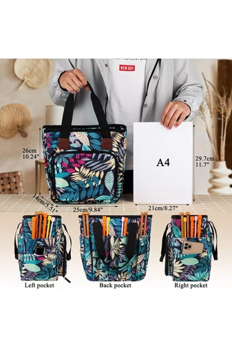 Geantă Pentru Accesori Croșetat Și Tricotat Albastru Frunze Bonluo Din Material Oxford Multiple Compartimente