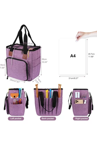 Geantă Pentru Accesori Croșetat Și Tricotat Violet Bonluo Din Material Oxford 600D Portabilă Multiple Compartimente