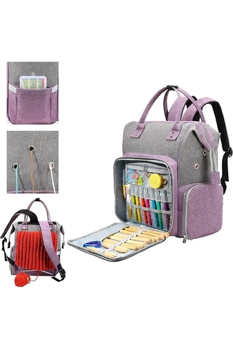 Rucsac Pentru Depozitare Fire și Accesorii de Tricotat Violet Bonluo 28L Material Rezistent Oxford 600D