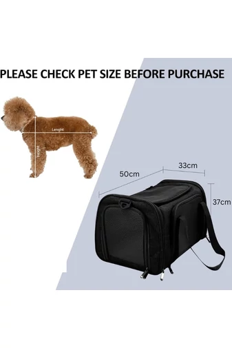Geantă De Transport Animale De Companie Bonluo Negru Material Oxford 600D Confortabilă Și Portabil 50*33*37cm