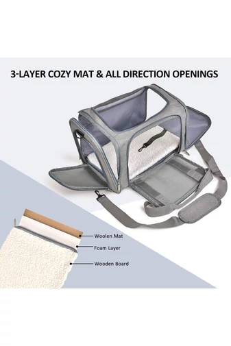 Geantă De Transport Animale De Companie Gri Material Oxford 600D Confortabilă Și Portabil 45*25*30cm