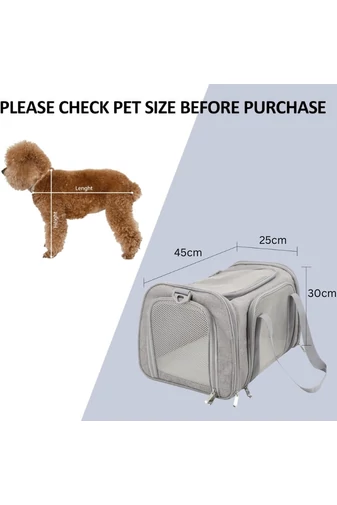 Geantă De Transport Animale De Companie Gri Material Oxford 600D Confortabilă Și Portabil 45*25*30cm
