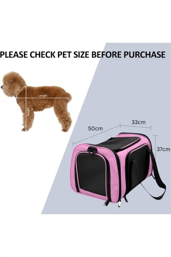 Geantă De Transport Animale De Companie Bonluo Roz Cu Gri Material Oxford 600D Confortabilă Și Portabil 50*33*37cm