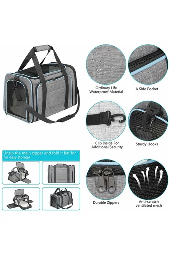 Geantă Extensibilă Animale de Companie Material Oxford 600D Bonluo Albastru 40*25*25cm