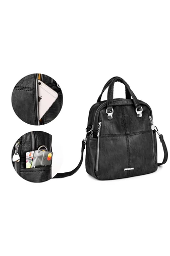 Bonluo Rucsac/ Geanta Crossbody Neagră Din Imitație De Piele Dimensiuni 26*24*12cm