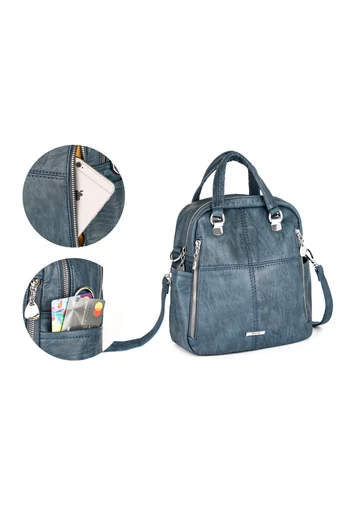 Bonluo Rucsac/ Geanta Crossbody Albastru  Din Imitație De Piele Dimensiuni 26*24*12cm