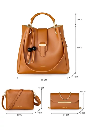 Bonluo Set Geantă De Umăr Bej Cu Geantă Crossbody Și O Poșetă (3buc)
