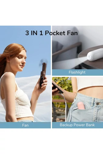 Ventilator Portabil F8X 3-în-1 Mini Ventilator Pliabil Cu Baterie Externă Și Lanternă 4000mAh, USB-C