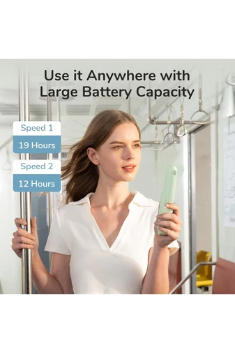Ventilator Portabil Verde Pliabil F8X 3-în-1 Cu Baterie Externă Și Lanternă 4000mAh, USB-C