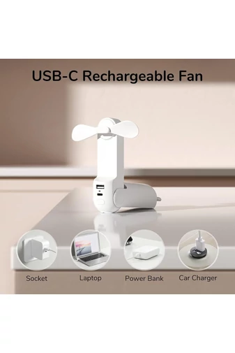 Ventilator Portabil F8X 3-în-1 Mini Ventilator Pliabil Cu Baterie Externă Și Lanternă 4000mAh, USB-C