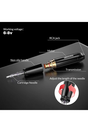 Set De Stilou Pentru Tatuaje Cu 8 Pigmenți De Calitate Superioară Și Ace Integrate