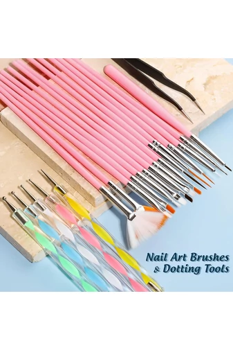 Set Nail Art Complet Pensule, Paiete, Autocolante, Strasuri Și Folii Pentru Manichiură Creativă