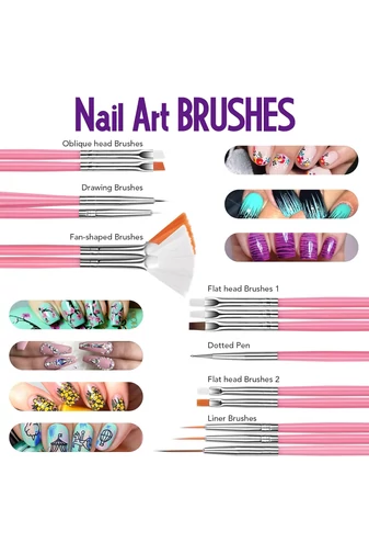 Set Nail Art Complet Pensule, Paiete, Autocolante, Strasuri Și Folii Pentru Manichiură Creativă