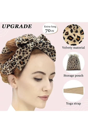Set Cadou Pentru Bucle Fără Căldură Bentită De Coafat Pentru Onduleuri Naturale Imprimeu Leopard