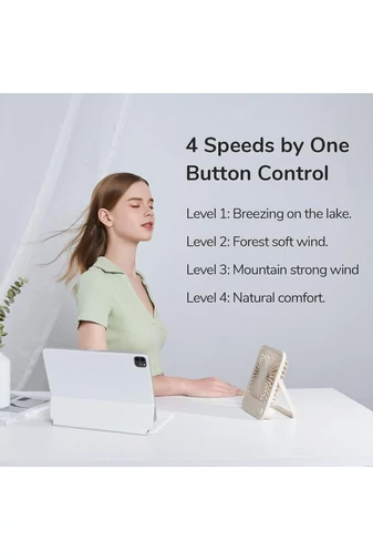 Ventilator Portabil Ultra-Subțire Kaki 4 Trepte De Viteză Design Pliabil 2000mAh Silentios