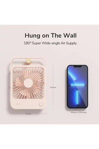 Ventilator Portabil Ultra-Subțire Roz 4 Trepte De Viteză Design Pliabil 2000mAh Silentios