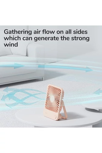 Ventilator Portabil Ultra-Subțire Roz 4 Trepte De Viteză Design Pliabil 2000mAh Silentios