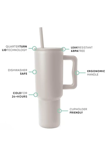 Cană Termică 1200 ml Kaki Cu Pai Mâner Ergonomic Și Capac Cu Închidere Rapidă Ideal Pentru Mașină