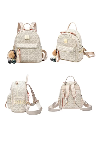 Rucsac Fashion Alb Laptos Din Piele PU Impermeabil Bonluo Rezistent Si Elegant 30*26*17cm