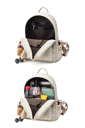Rucsac Fashion Alb Laptos Din Piele PU Impermeabil Bonluo Rezistent Si Elegant 30*26*17cm