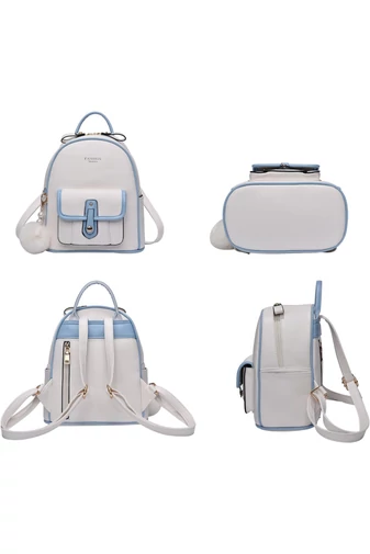 Rucsac De Damă Stil Casual Din Piele Ecologică PU Breloc Pufos Bonluo Negru