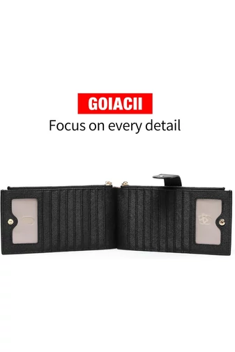 Portofel RFID Dama Din Piele PU Negru Cu 16 Sloturi Card 19,5*11*2cm
