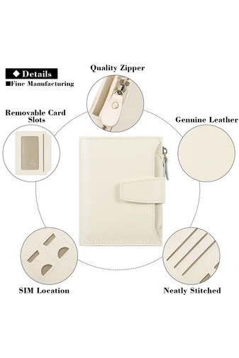 Portofel Dama Din PU Cu Protecție RFID Bej Bonluo 10*13*3cm