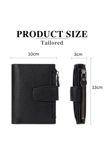 Portofel Dama Din PU Cu Protecție RFID Negru Bonluo 10*13*3cm