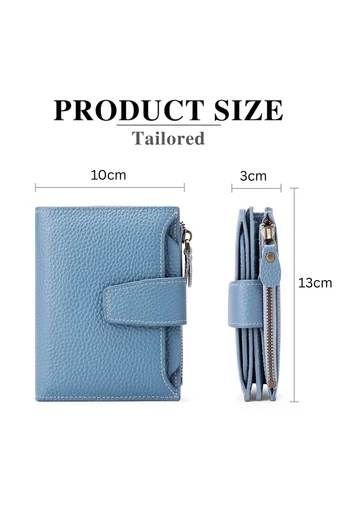 Portofel Dama Din PU Cu Protecție RFID Albastru Bonluo 10*13*3cm