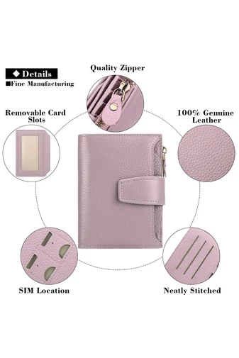 Portofel Dama Din PU Cu Protecție RFID Violet Bonluo 10*13*3cm