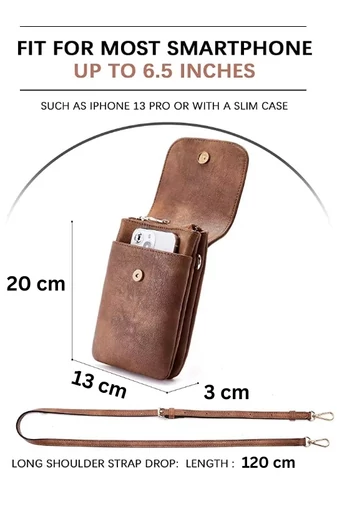 Geanta Crossbody Din Pu Maro Închis Bonluo Cu Buzunare Multiple Curea Reglabilă 20*13*3