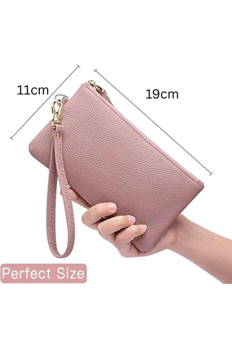 Portofel Damă Din Piele Naturală Protecție RFID Roz Elegant Bonluo 11*19cm
