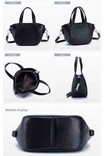 Geantă De Mana Din Piele Naturală Neagra Elegantă Practică Bonluo 13*14*8,5cm 