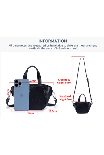 Geantă De Mana Din Piele Naturală Neagra Elegantă Practică Bonluo 13*14*8,5cm 