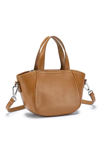 Geantă De Mana Din Piele Naturală Maro Elegantă Practică Bonluo 13*14*8,5cm 