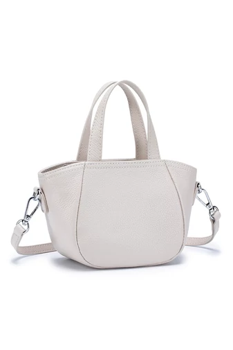 Geantă De Mana Din Piele Naturală Alba Elegantă Practică Bonluo 13*14*8,5cm 