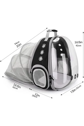 Rucsac Animale De Companie Negru Bonluo  Extensibil Cu Panou Transparent Oxford 600D + PC 42*29*31cm