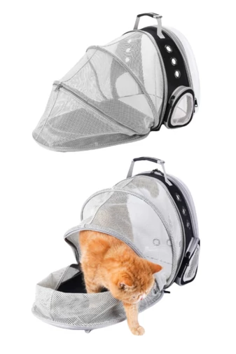 Rucsac Animale De Companie Negru Bonluo  Extensibil Cu Panou Transparent Oxford 600D + PC 42*29*31cm