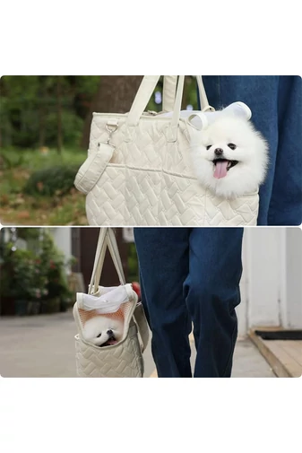 Geantă De Transport Pentru Animale De Companie Alba Stil Tote Bonluo 30*41cm
