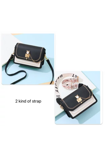 Geantă Crossbody Elegantă Neagră Bonluo Din PU Cu Două Tipuri De Bretele 14*21*8cm