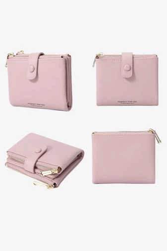 Portofel Dama Compact Roz Bonluo Din PU Ultra Ușor 9*11*2,5cm