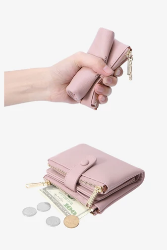 Portofel Dama Compact Roz Bonluo Din PU Ultra Ușor 9*11*2,5cm