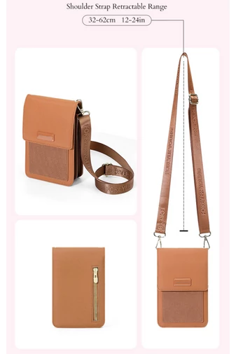 Geantă Crossbody Mini Multifuncțională Din PU Roz Bonluo Design Elegant 19*12,5*6cm