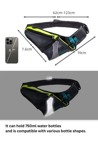 Borseta Sport Unisex Cu Suport Pentru Sticlă Bonluo Negru Cu Verde 