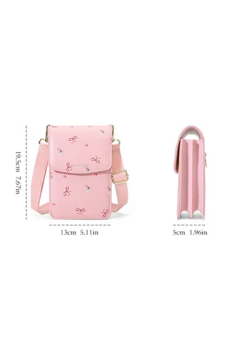 Geantă Crossbody Mini Din PU Negru Bonluo Cu Model Înflorat 19,5*13*5cm
